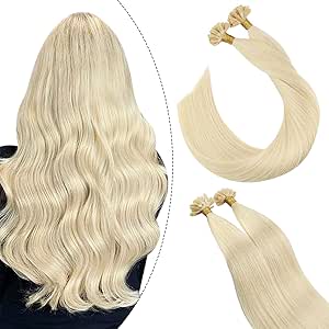 Ugeat Extensiones Queratina Extensiones U Tips Keratina Pelo Natural 60 Rubia Platino Extensiones Lisas 20pulgada 100gramo Paquete Amazon Es Belleza