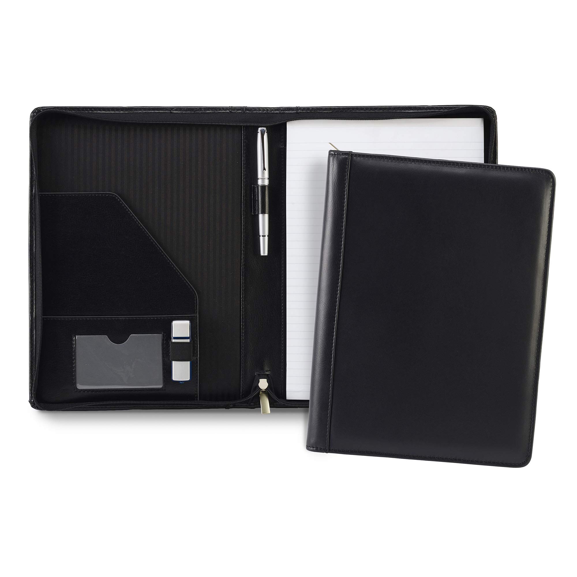 Cescahide A4 Zipped Leather Conference Folder - Black