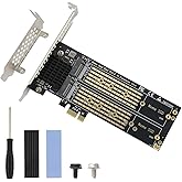 ELUTENG Dual M.2 NVMe to PCIe Adapter with Heat Sink - M-Key B&M Key 2230/2242/2260/2280 SSD NVMe PCIe Card - Low Profile Bra