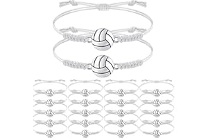 Jadive 20 Pieces Volleyball Charm Bracelets Bulk Volleyball Team Gifts Adjustable Christmas Sport Jewelry for Women Men Coach Decorations