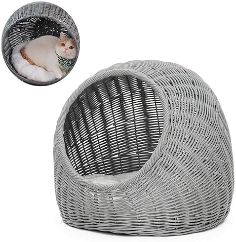 Amazon Co Jp キャットハウスペットラタン編みベッドバスケットネスト手作り猫マンション犬 猫のための屋内屋外用家具 しなやかラタン 簡単で作られたクリーンフォーシーズンズユニバーサル ゲイリーへ Ym963 Color A ホーム キッチン