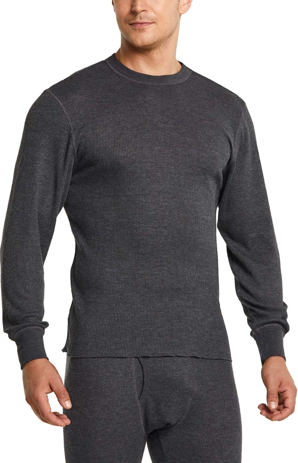CQR 1 or 2 Pack Men's Long Sleeve Thermal Underwear Tops, Midweight Waffle Crewneck Shirt, Winter Cold Weather Thermal Shirts: Clothing