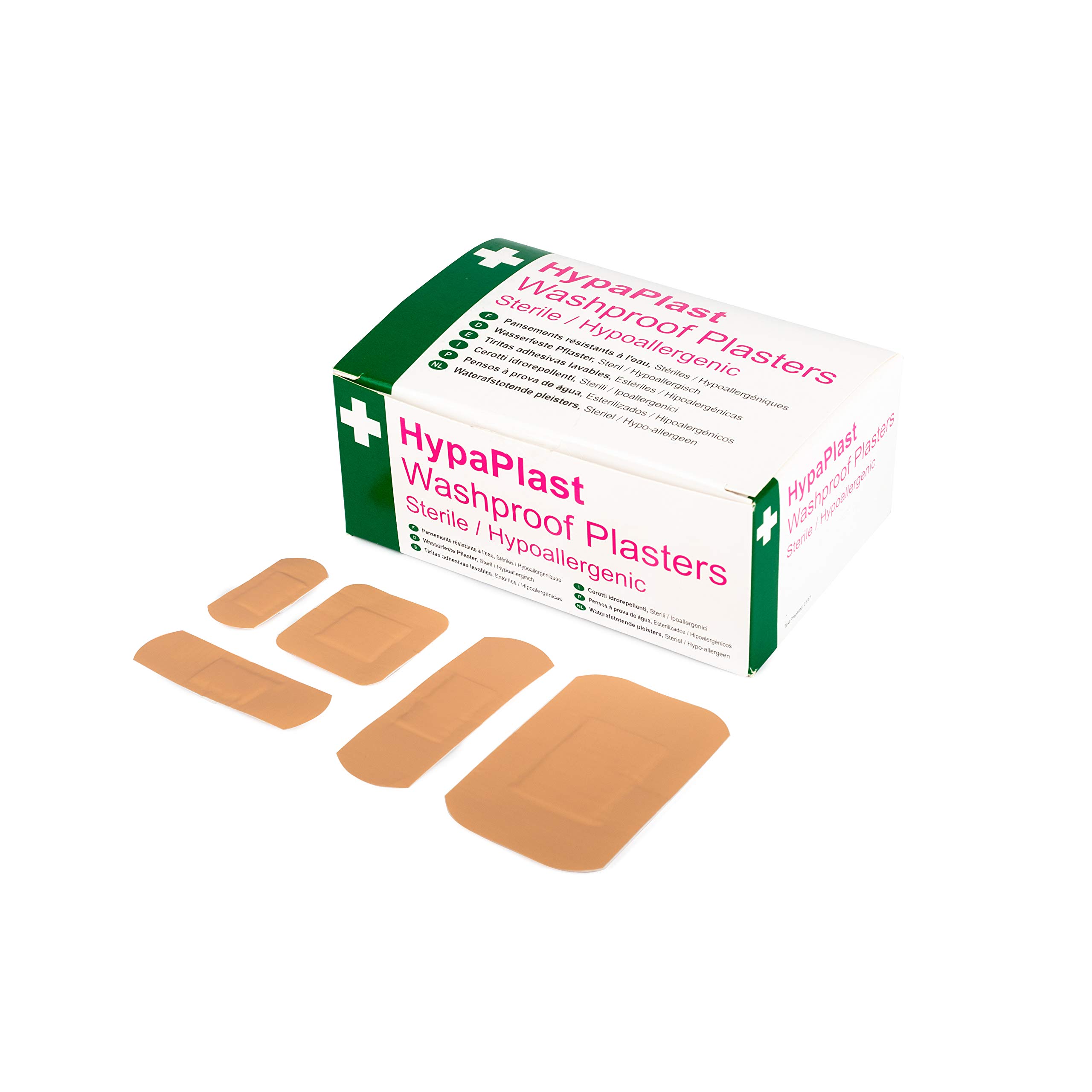 HypaPlast Pink Washproof Plasters, Assorted (10 Boxes of 100)