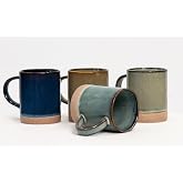 House Beautiful Versatile Modern Stoneware Mug Set &ndash; 17 oz, Set of 4 (Crafted Essence)