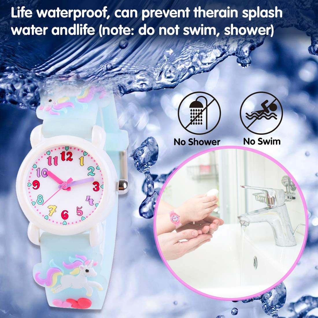 Venhoo Kids Watches 3D Cute Cartoon Waterproof Silicone Children Toddler Wrist Watches Time Teacher Gifts for 3-10 Ages Boys Little Child-Universe…