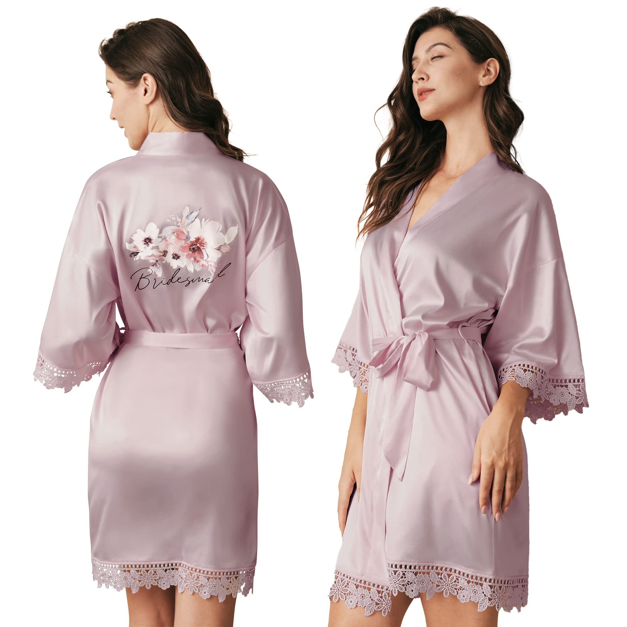 AW BRIDAL Floral Bridesmaid Robes Maid of Honor Robe Bride Robe | Silk ...