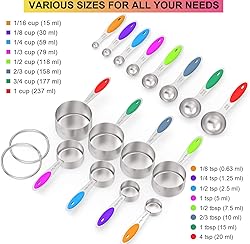 Measuring Cups & Spoons Set of 16, Wildone Premium
