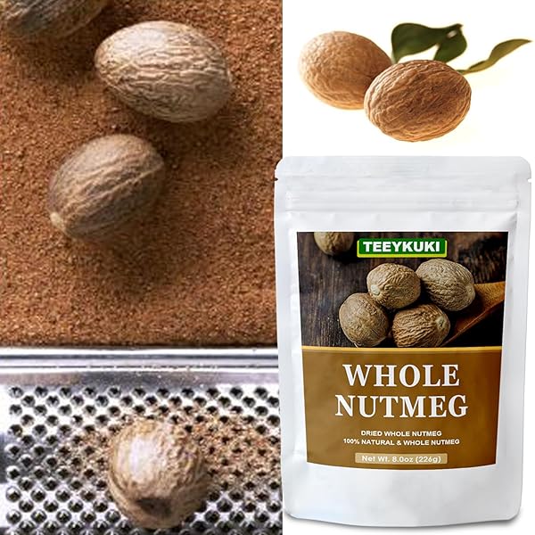NATURAL DRIED WHOLE NUTMEG, 8.0OZ(226.0G), PREMIUM DRIED NUTMEG WHOLE, NO GMO