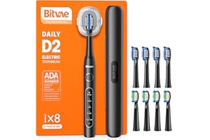 Bitvae Ultrasonic Electric Toothbrushes for Adults and Kids, ADA Accepted Rechargeable Travel Sonic Toothbrush with 8 Brush H