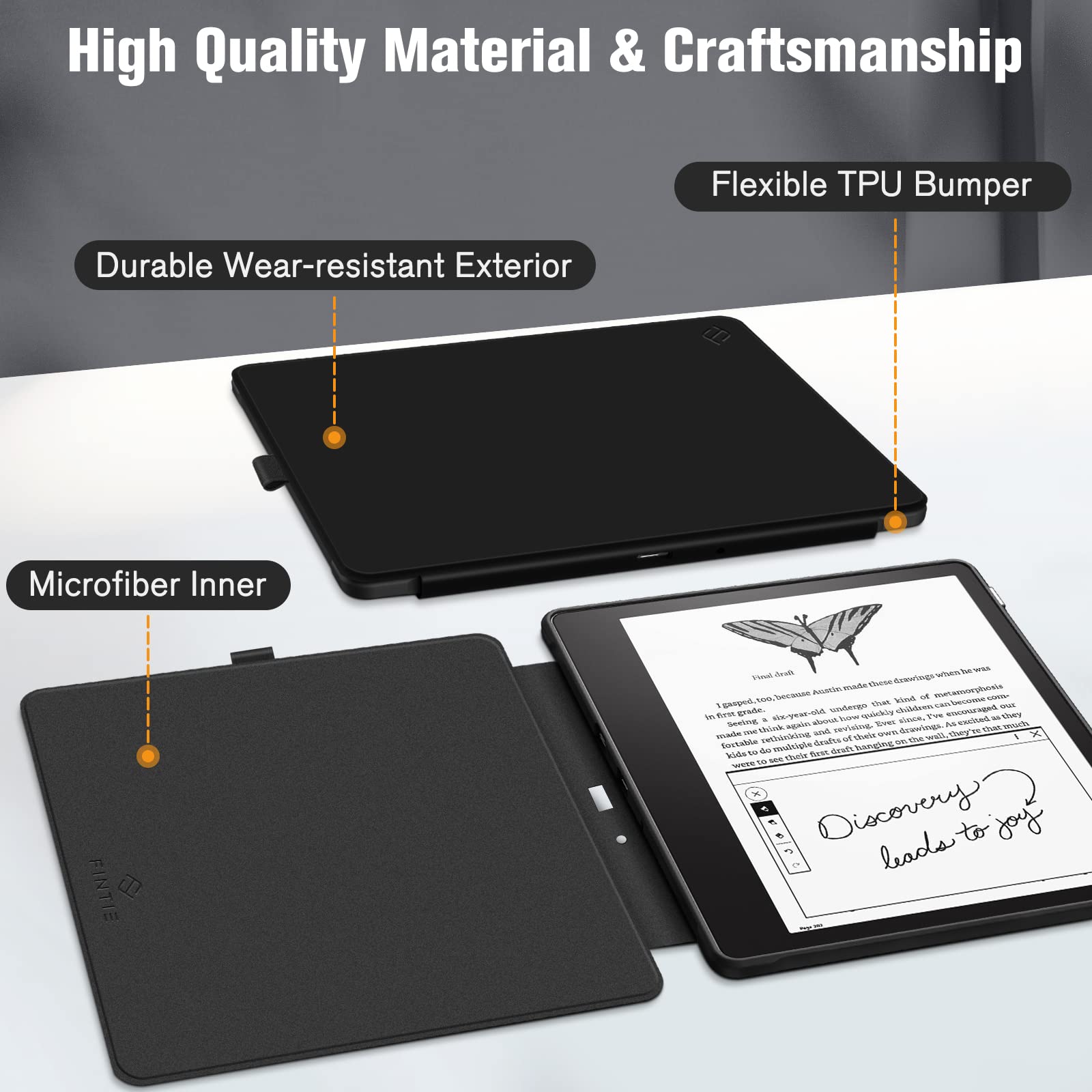 Fintie Hybrid Case for Kindle Scribe (2024/2022 Release) - Slim Shockproof Cover Transparent Back Shell with Pencil Holder Auto Sleep/Wake for 10.2