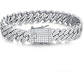 NOBYLO 10mm 12mm Cuban Link Bracelet For Men And Women 14k/Platinum Plated Thick Stainless Steel Hip Hop Bracelets, Gift For Sons, Fathers, Friends, Low Allergy, Anti Fading