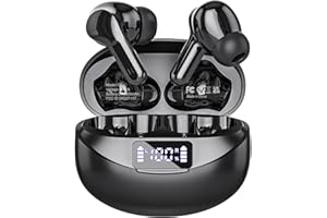 BCAIKAIR Wireless Earbuds Bluetooth Headphones 50H Playback Ear Buds with IPX7 Waterproof, HD Microphone, LED Display for iPhone and Andriod Black