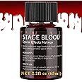 Wismee Stage Fake Blood, 2.2oz Edible Fake Blood Realistic Effect Sticky Blood Makeup for Eyes Drips Teeth Mouth Nose Bleeds for Performance, Halloween, Face Paint, Costumes, & Zombie Sfx Makeup