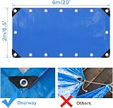 Onarway Tarpaulin 2m x 6m Heavy Duty 110GSM Reinforced Grommets Blue view 2