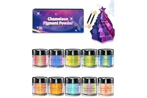 Luckymica Chameleon Mica Powder, 10 * 3g Color Shift Mica Powder for Epoxy Resin, Tumbler, Saturated Color Shifting Chrome Pigment Powders for Painting, Slime, Nails