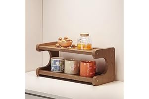 D-WERACK Coffee Bar Station Organizer, Rustic Wooden Mug Holder for Countertop Cabinet, Matcha Stand Tea Accessories Storage Shelf, Coffee Syrup Organizer, Cup Display Rack 2 Tier