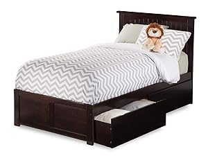 Atlantic Furniture AR8212111 Nantucket Platform Bed with 2 Urban Bed Drawers, Twin XL, Espresso