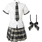 Women's School Girl Outfit Lingerie Set Sexy Student Costumes With Plaid Mini Skirt