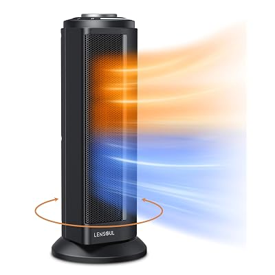 Fast heating Space Heater with Adjustable Thermostat - 1500W Electric Ceramic Tower Heaters Indoor Portable, Overheat &amp;amp;amp; Tip-Over