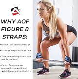 AQF Figure 8 Weight Lifting Straps with Neoprene Padding Black Blue view 5