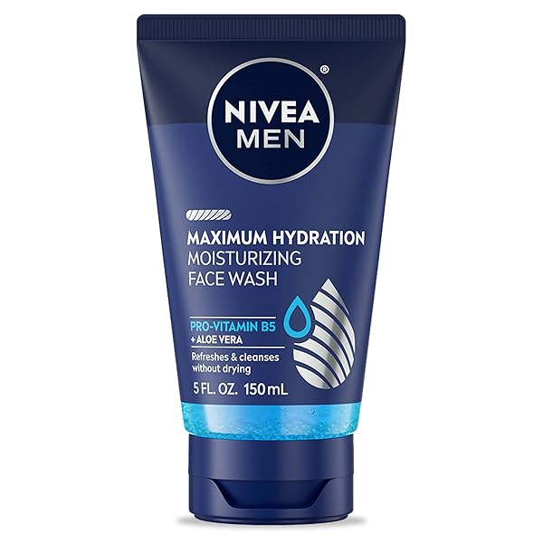 NIVEA MEN MAXIMUM HYDRATION MOISTURIZING FACE WASH WITH ALOE VERA, BOOSTS MOISTURE AND HELPS PREVENT TIGHT, DRY SKIN, 5 FL OZ TUBE