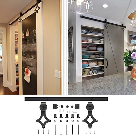 Homgrace Puerta de Granero Corredera de Madera, Herraje para Puertas