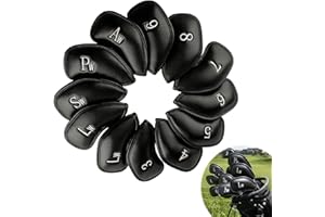 RAINFLOW 12 Pcs Golf Iron Covers Set - Synthetic Leather Golf Iron Head Covers Golf Club Covers for Irons Golf Club Head Cove