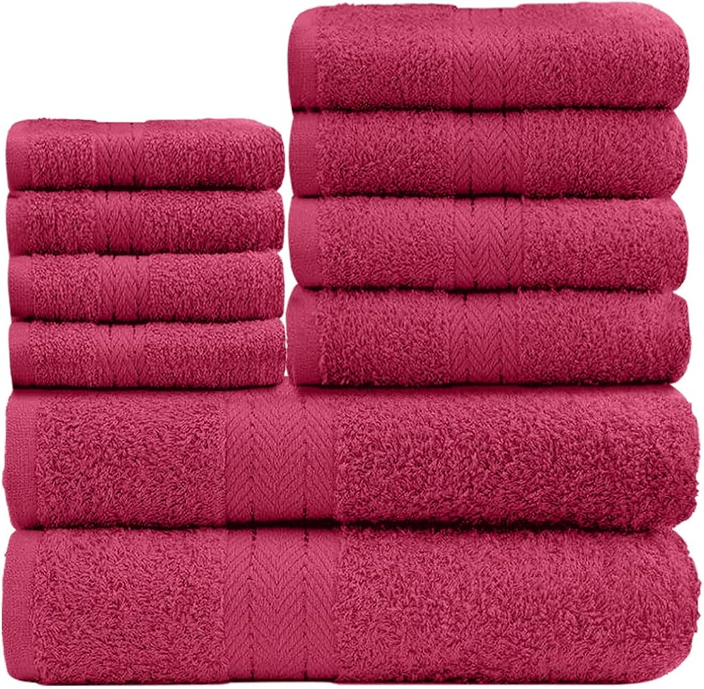 GC Gaveno Cavalia 10 Piece Towel Bale Set 450 GSM Deep Red Cotton
