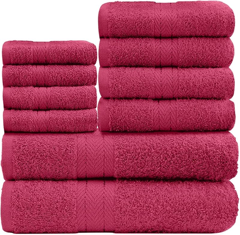 GC Gaveno Cavalia 10 Piece Towel Bale Set 450 GSM Deep Red Cotton
