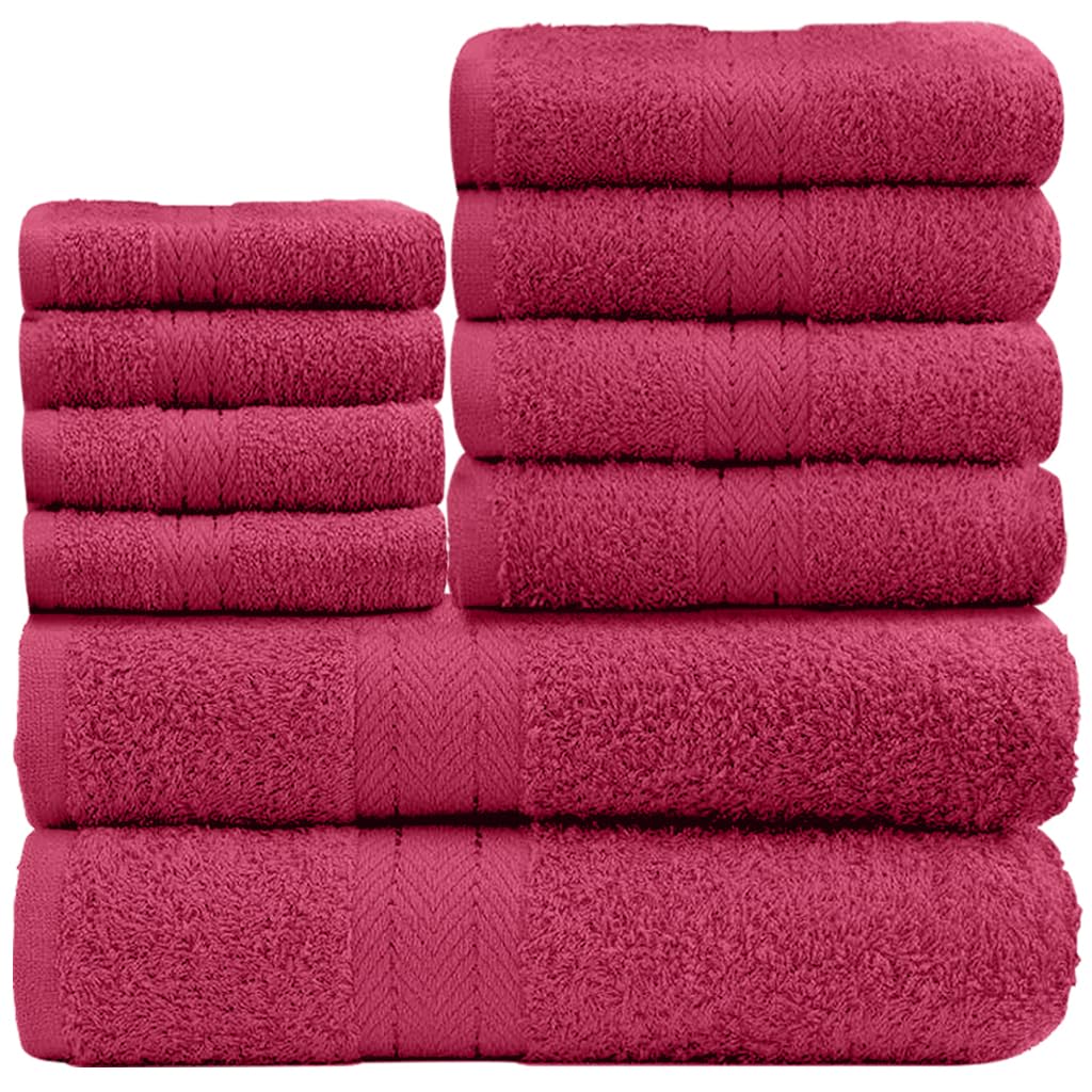 GC GAVENO CAVAILIA 10 Piece Towel Bale Set | Quick Drying Cotton Towel Highly Absorbent 450 GSM Deep Red Towels Set | Bathroom Towels Bale Set 4x Face 4x Hand 2x Bath Towels