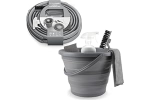 SIMPLEMADE Collapsible Bucket Cleaning Set - Includes 2 Foldable Buckets, Spray Bottle, Rag, Scrubbing Brush and Sponge - Holds Up to 10 liters, Easy Storage, All-Purpose Cleaning Solution