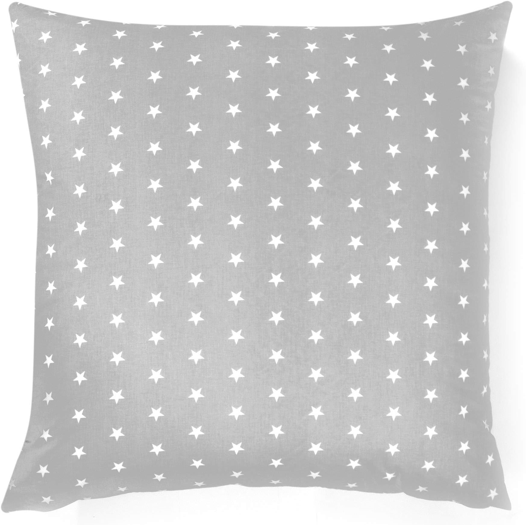 Amilian® Handcrafted Decorative Art-Deco Stars Print Grey/White 100% Cotton Premium Quality Durable Throw Cushion Cover Pillowcase Only 80 cm x 80 cm