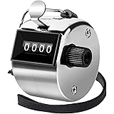 FEBSNOW Hand Tally Counter 4 Digital clicker Counter for Sport Row School Event (Metallic)
