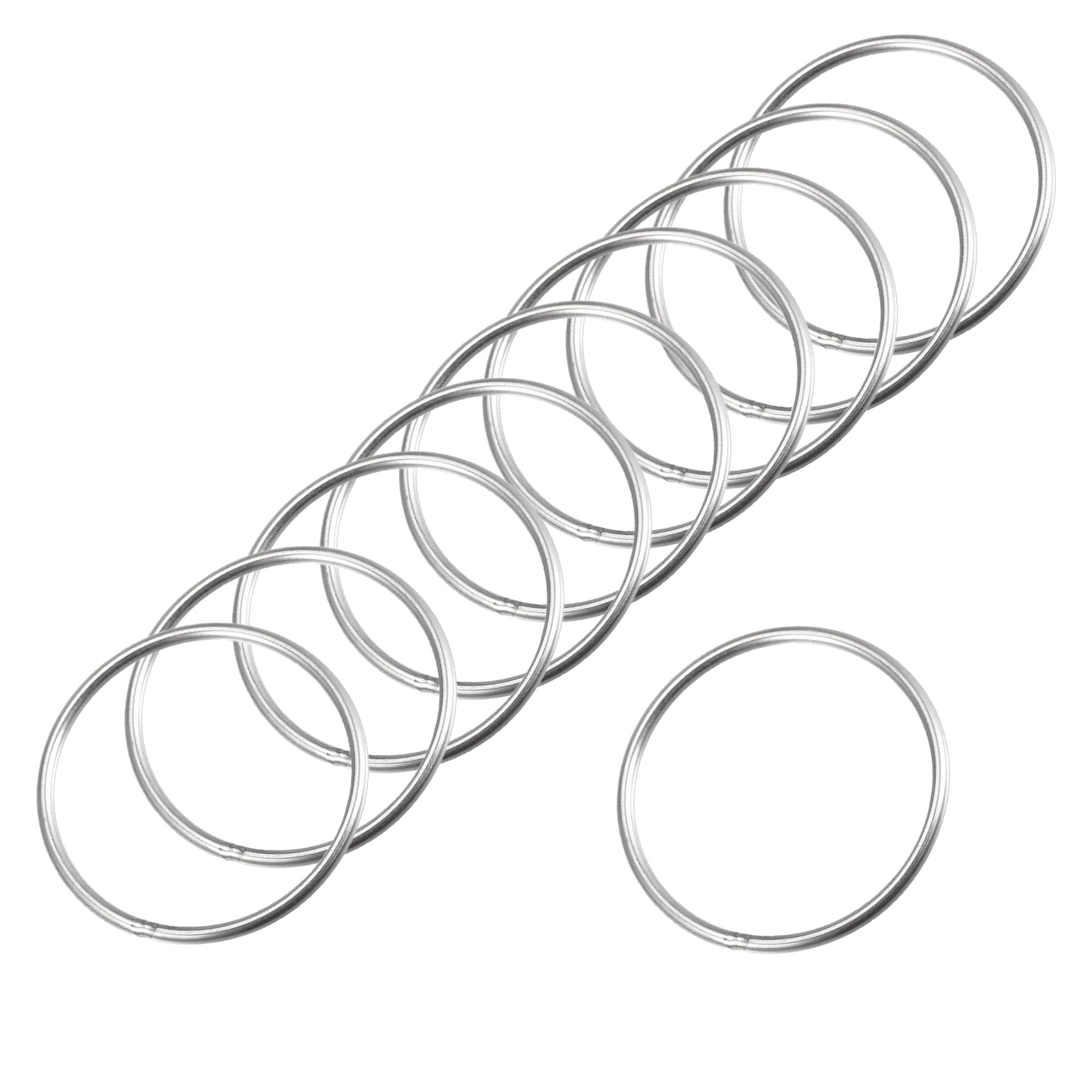 MACHSWON 304 Stainless Steel Welded O Ring 50mm(1.97") OD 3mm Thickness for Hand Bag Webbing Strap Purse Dog Collars Belts DIY Projects- 10pcs