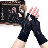 Luxadar UPDATED Fingerless Compression Gloves, Post-Surgery, Copper Hand Arthritis Gloves for Pain Reliever, Carpal Tunn