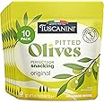 Tuscanini Italian Pitted Snack Olives, 1 oz (10 Pack) | Convenient Olive Pouches for Snacking | No Oil | Gluten Free, Vegan, Keto Friendly | Pitted Olives | Great for Travel, Picnics and Office Snacks | Kosher