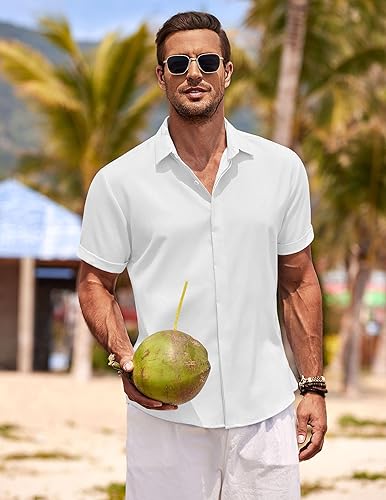 thumbnail image 2 of Temu｜Men's Lnen Shrts Short Sleeve Casual Shrts Button Down Shrt For Men Beach Summer 2 of 14
