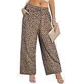 TIYOMI Plus Size Pants Womens Summer Palazzo Pants Drawstring Wide Leg Lounge Pant Casual Beach Trousers with Pockets XL-5XL