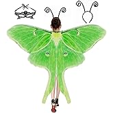 Halloween Butterfly Wings Costume for Womens, Moth Wings Butterfly Cape Adult Costume with Mask & Headband(3pcs)