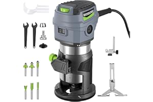 WORKPRO Compact Router Kit, 6.5 Amp Corded Hand Trimmer Router Tool, 6 Variable Speeds Wood Router for Woodworking Slotting T