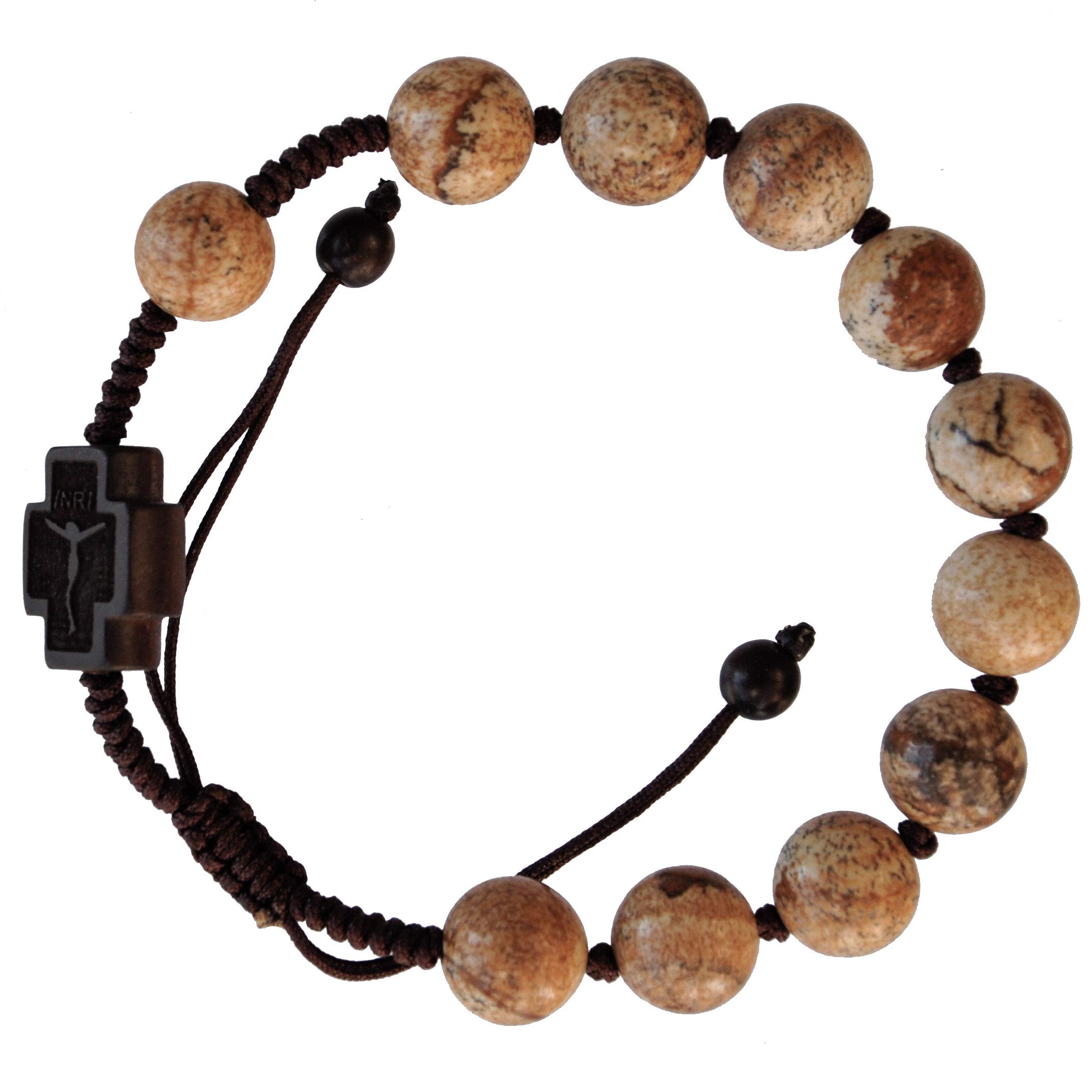 Picture Jasper & Jujube Wood Adjustable 10mm Rosary Bracelet