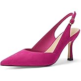 Rilista Women's Slingback Kitten Heels Closed Pointed Toe Wedding Party Dress Pumps Shoes