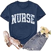 sallrue Nurse Shirt for Women School Registered Nurse Week T-Shirt Nursing Life Tees Tops