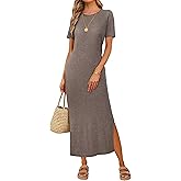 Arach&Cloz Women's Wool Blend Lightweight Spring Casual T Shirts Maxi Dress 2026