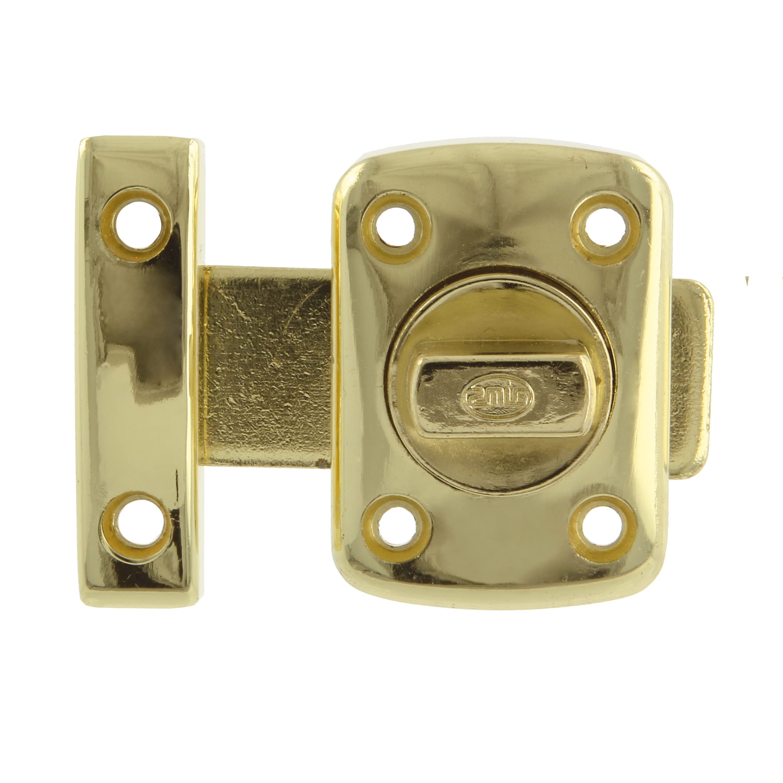 Amig - Surface Mounted Bolt | 30 x 70 mm | Suitable for Wooden Passage Doors | Cylindrical Rotating Latch | Bolt for Bathroom, Bedroom or Office | Security Lock | Gold Zamak