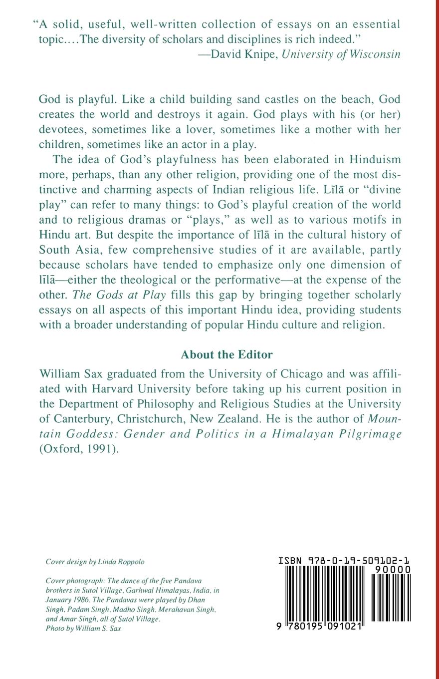 The Gods At Play Lila In South Asia Amazon De Sax William S Fremdsprachige Bucher amazon de