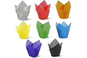 200pcs Rainbow Tulip Baking Cups, Tulip Liners, Muffin Liners, Parchment Paper Cupcake Liners, Cupcake Wrapper for Party, Wed