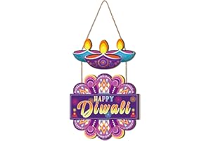Aurlan Happy Diwali Sign,India Diwali Party Wood Decoration,Festival Of Lights Wall Hanging,Deepavali Themed Wall Plaque,Diwali Door Decor,Dewalee Wooden Hanging Sign for Home Room Party Office