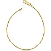 Kooljewelry Yellow Gold Plated Sterling Silver 1.5 mm Round Wheat Chain Bracelet (7 or 8 inch)