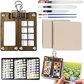 Mini Watercolor Paint Set, Travel Paint kit, Pocket Watercolor Set with Paint, Brush, Sketchbook & Copper Clip, Watercolor Travel Kit for Beginners, Artists & Painting Enthusiasts